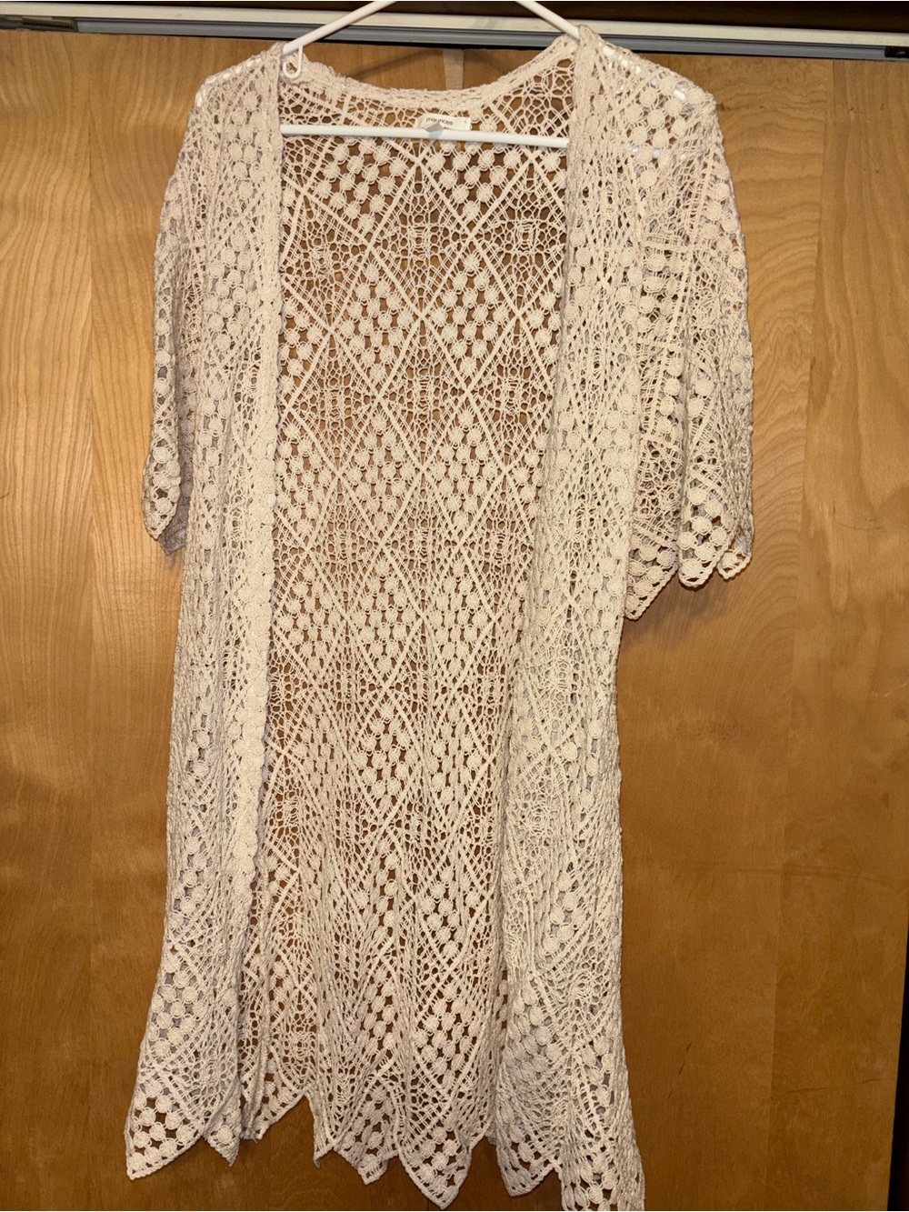 Maurices Cream Crochet Openwork Kimono Cardigan